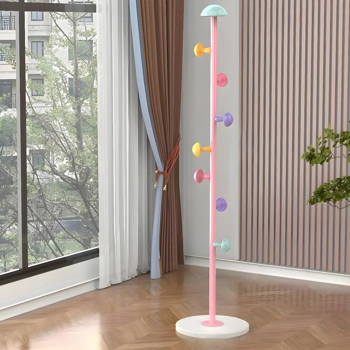 Kids Room Colorful Metal Freestanding Coat Rack with Hooks Image - 15