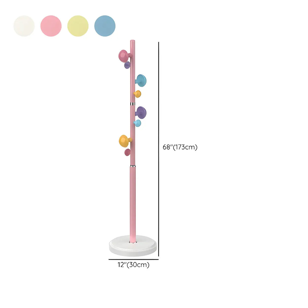 Kids Room Colorful Metal Freestanding Coat Rack with Hooks Image - 19