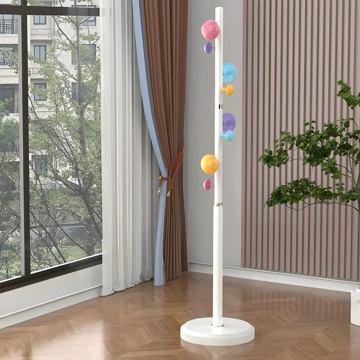 Kids Room Colorful Metal Freestanding Coat Rack with Hooks Image - 5