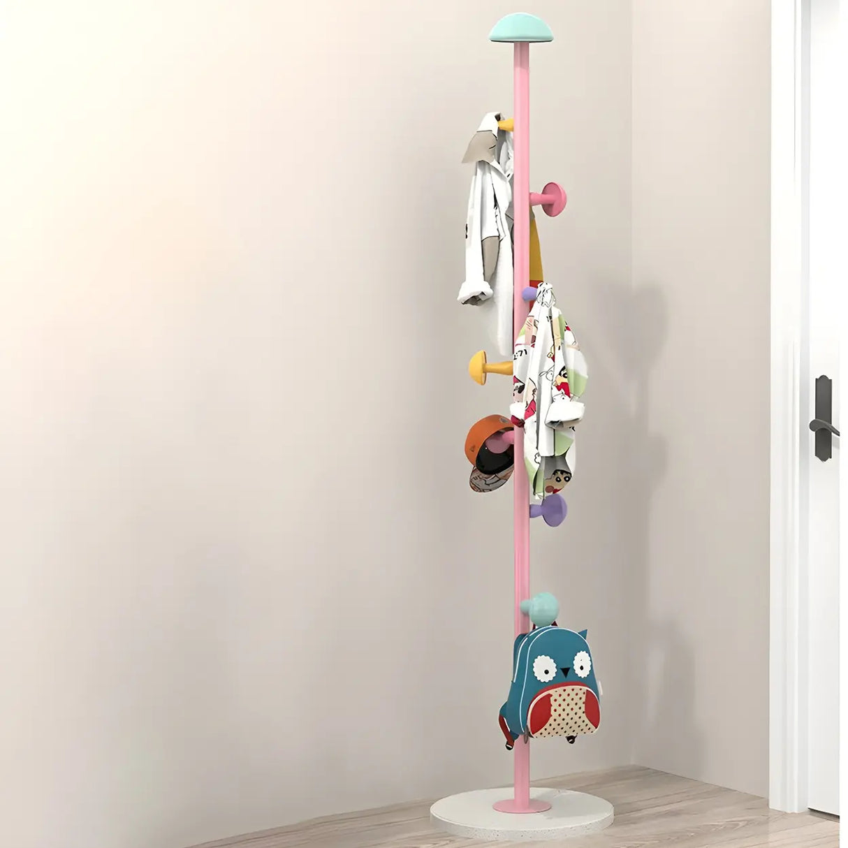 Kids Room Colorful Metal Freestanding Coat Rack with Hooks Image - 7