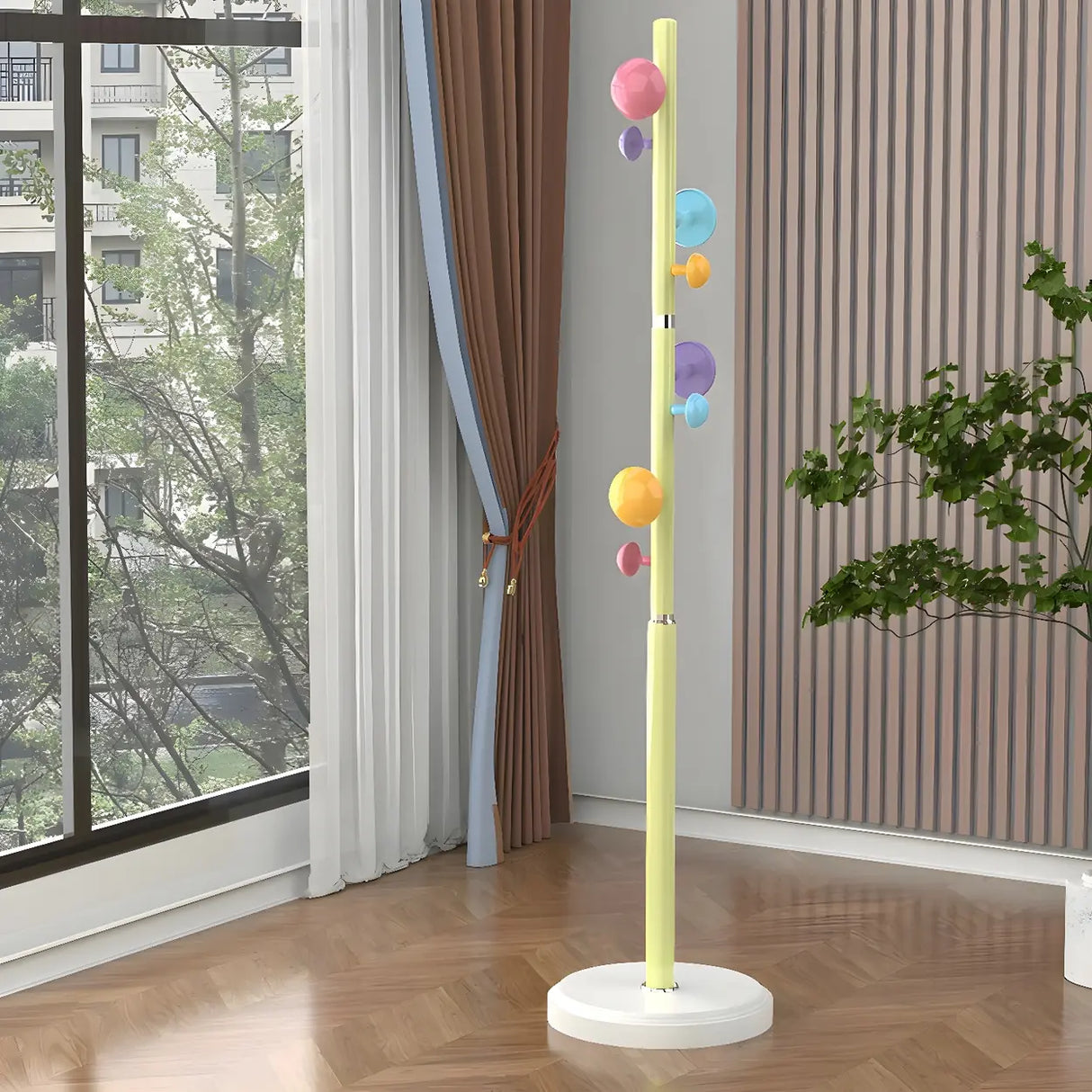 Kids Room Colorful Metal Freestanding Coat Rack with Hooks Image - 8