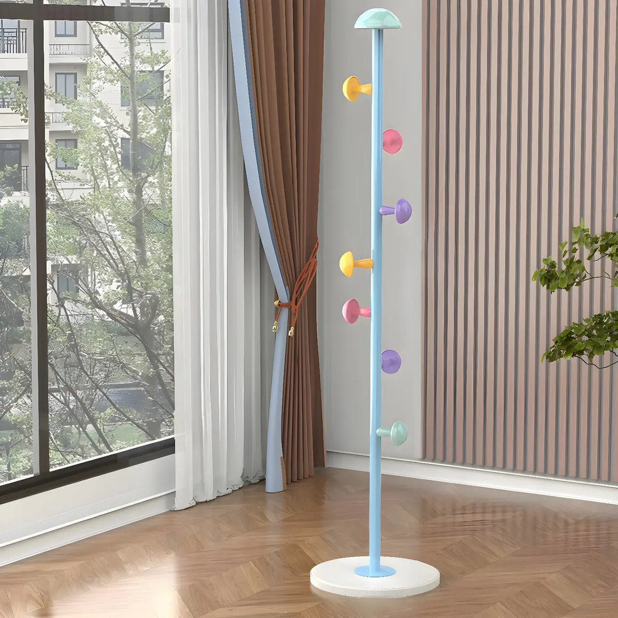 Kids Room Colorful Metal Freestanding Coat Rack with Hooks Image - 9
