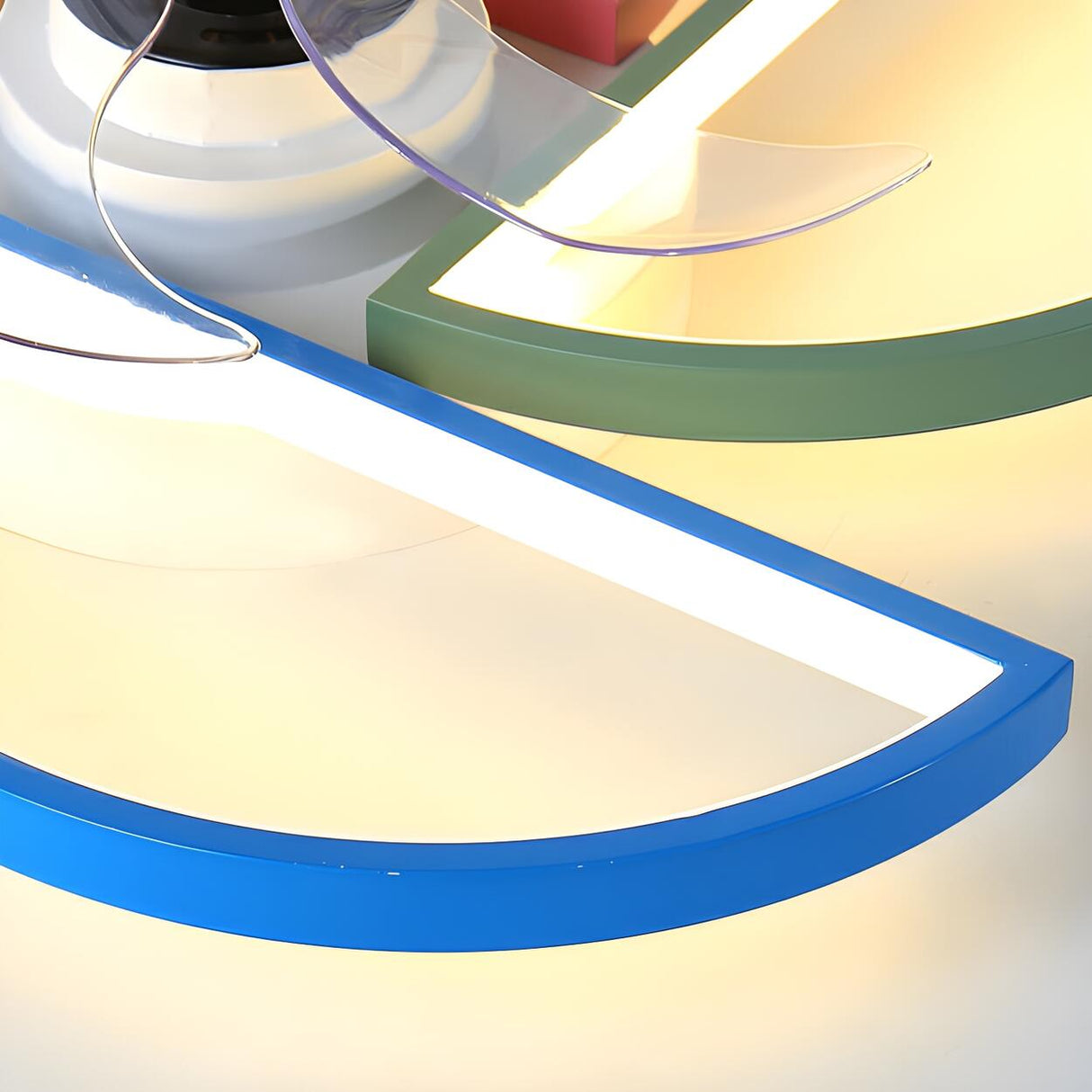 Kids Room Colorful Windmill Flush LED Ceiling Fan Light Image - 10