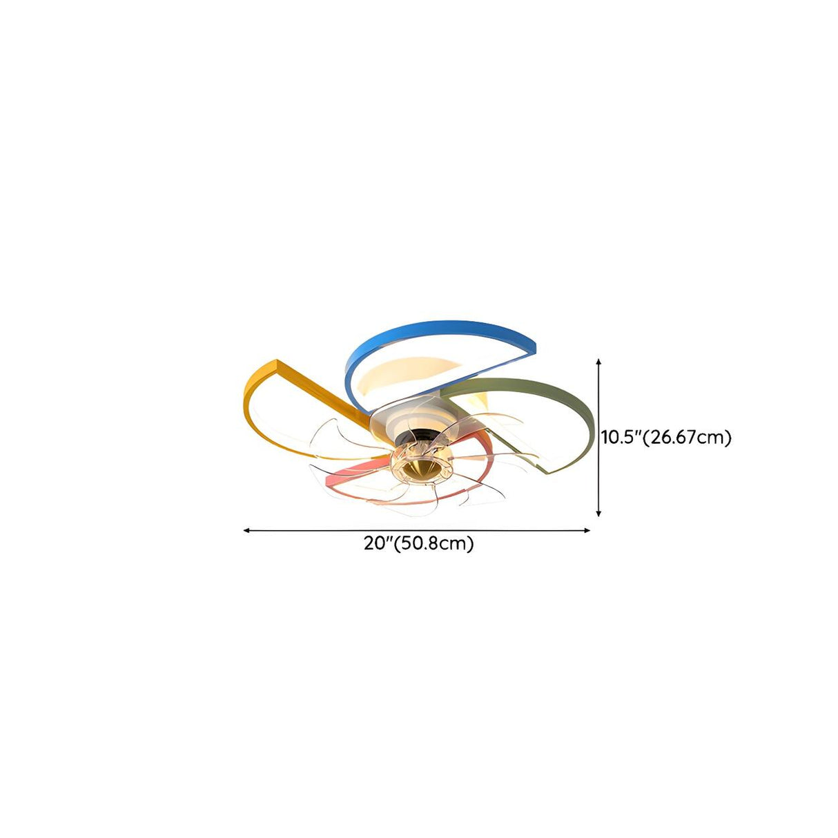 Kids Room Colorful Windmill Flush LED Ceiling Fan Light