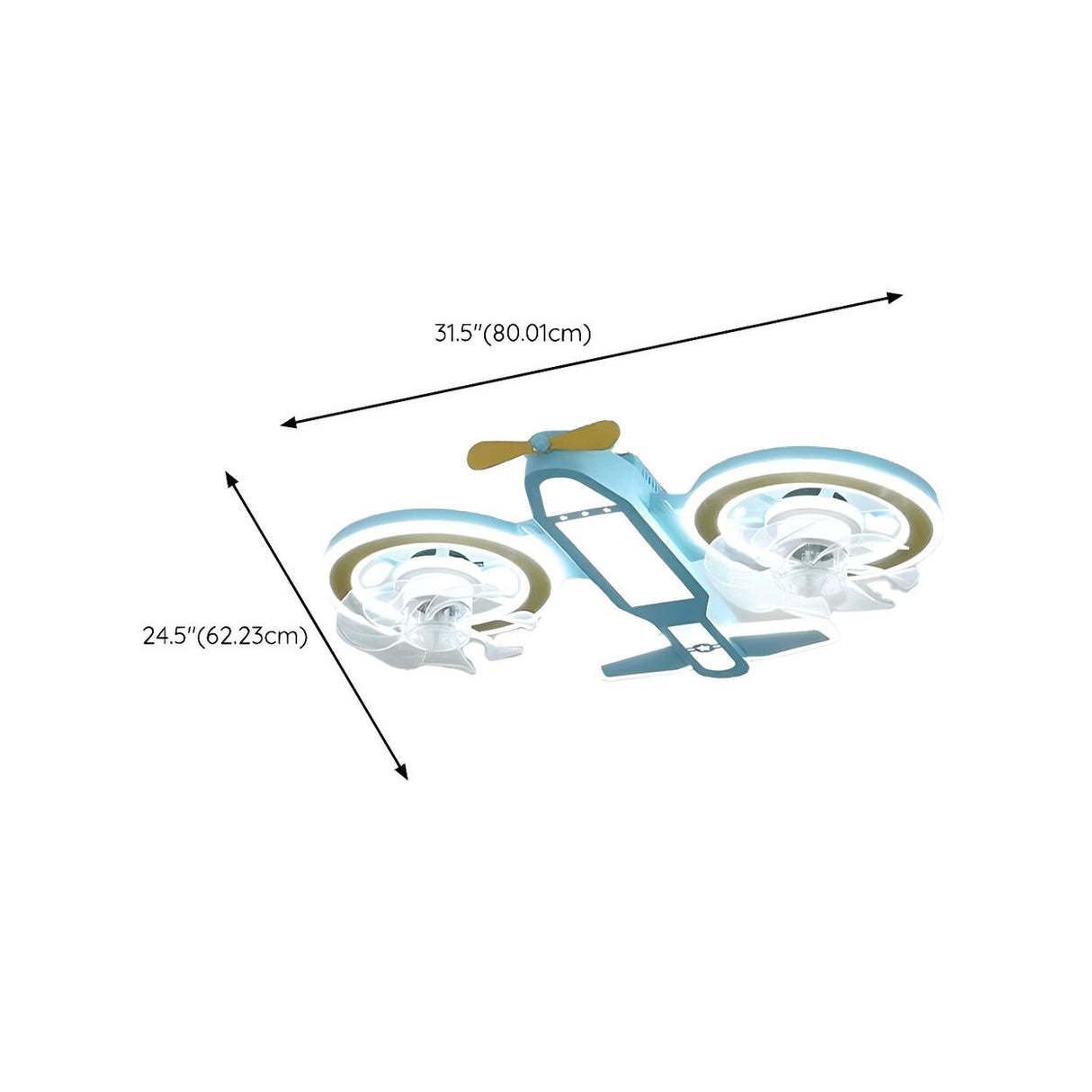 Kids Room Creative Blue Airplane Ceiling Fan with Light