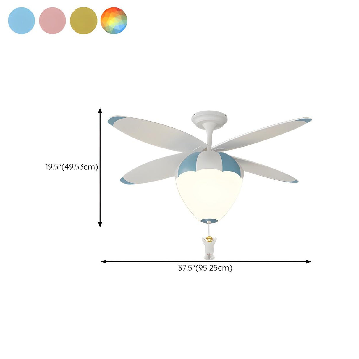 Kids Room Creative Hot Air Balloon Ceiling Fan Light