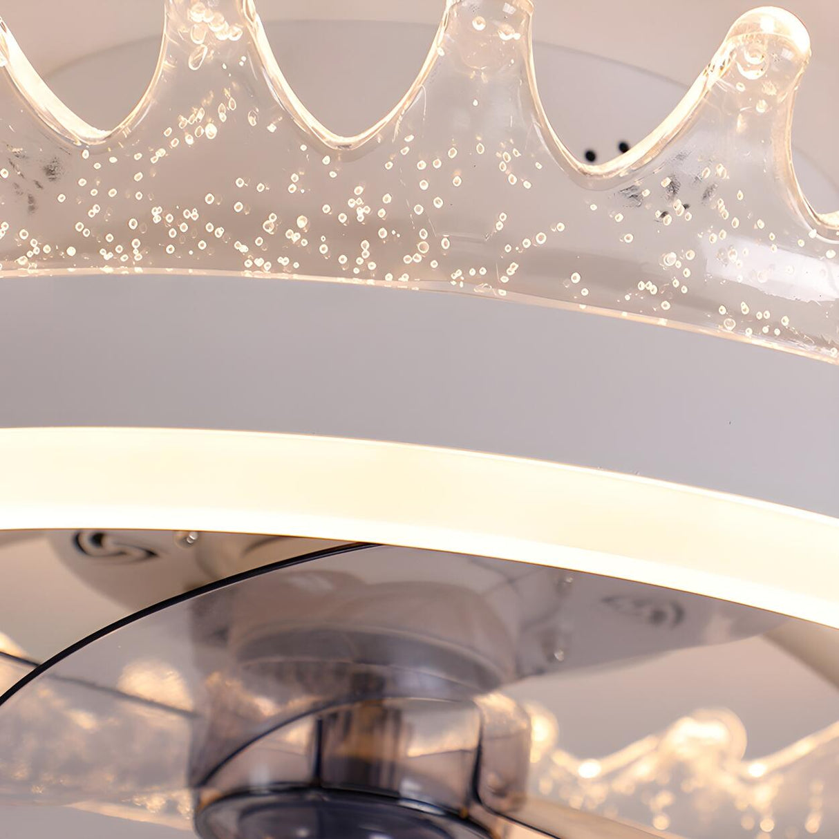 Kids Room Elegant Crown Round Ceiling Fan with Light Image - 4