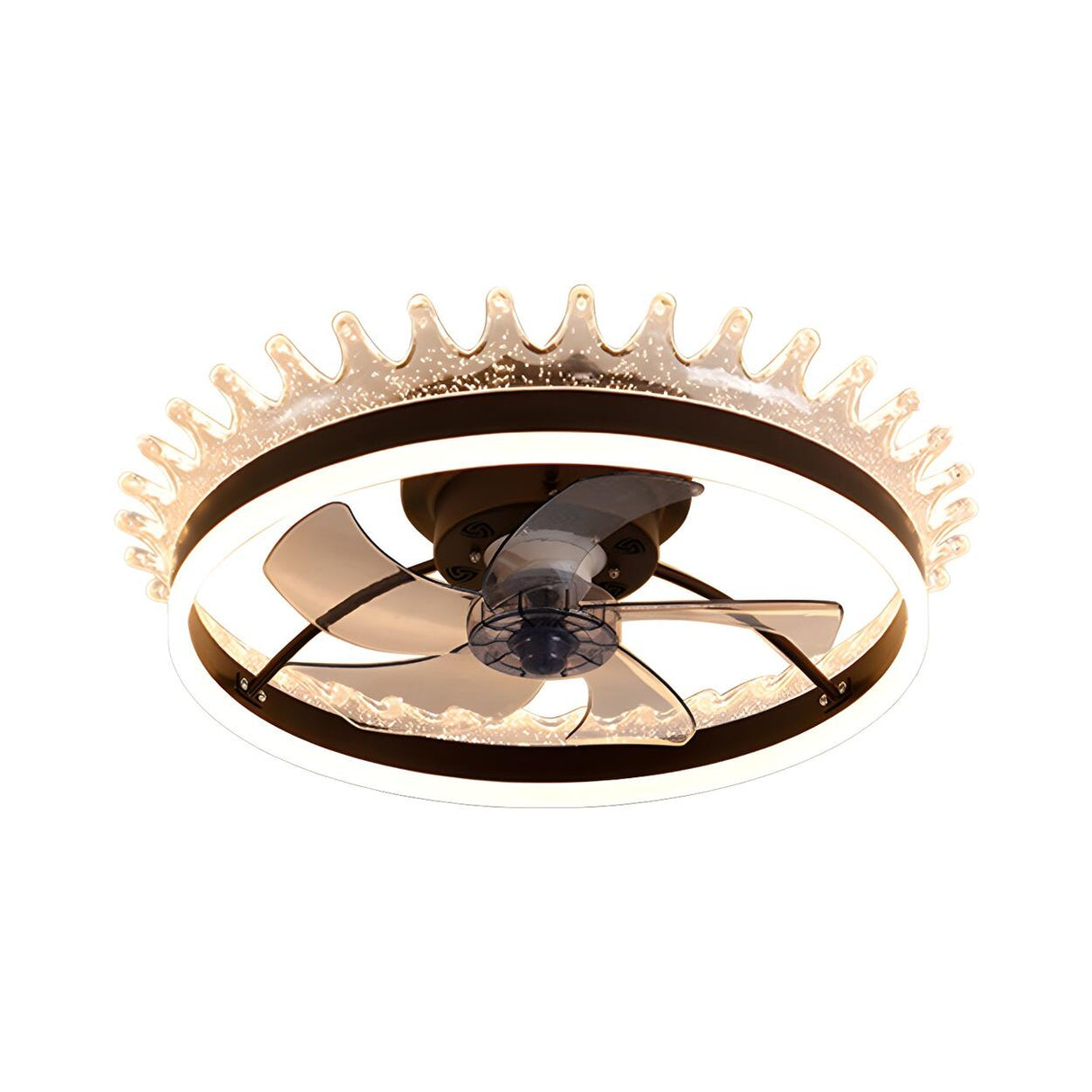 Kids Room Elegant Crown Round Ceiling Fan with Light Image - 5