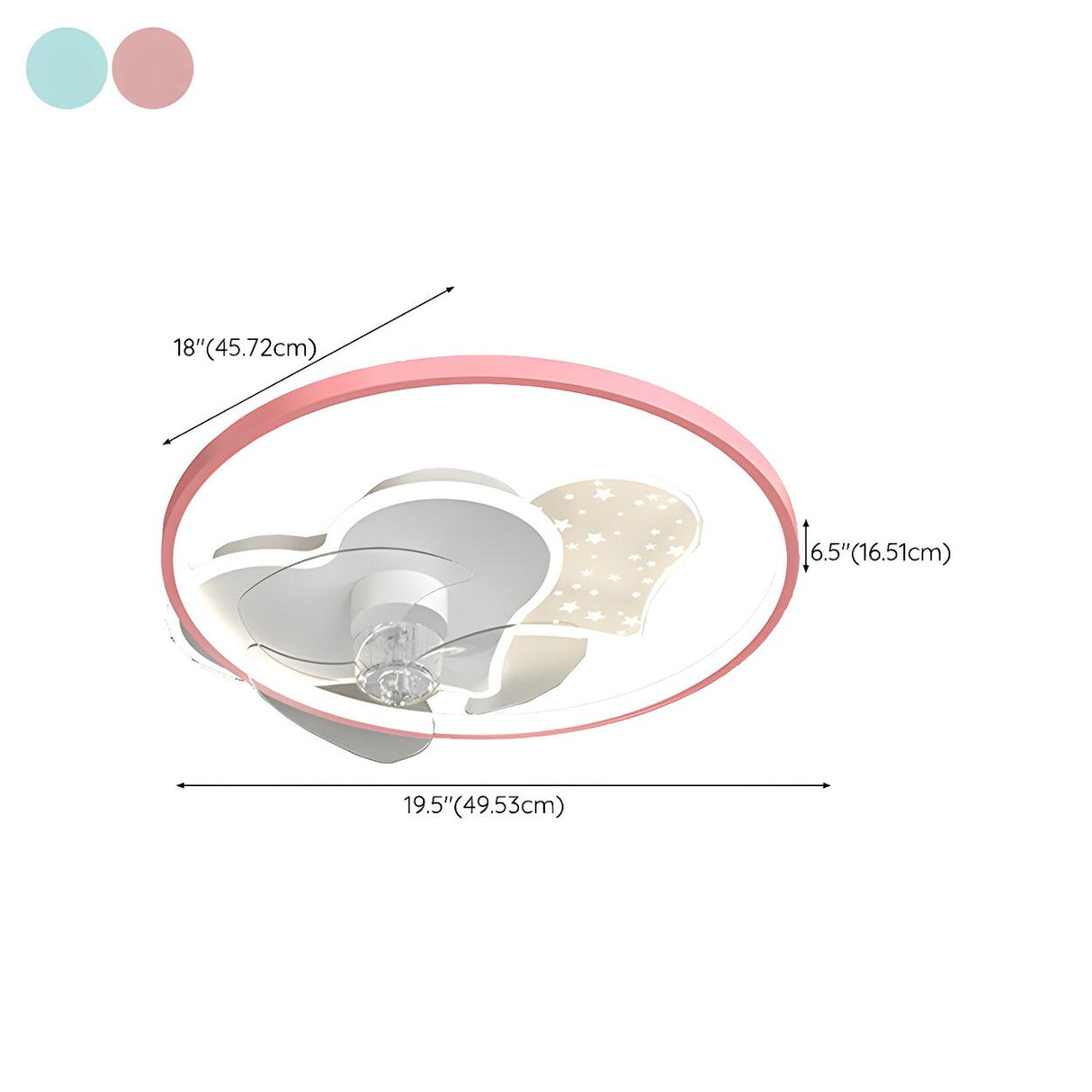 Kids Room Elegant Heart Ring Ceiling Fan with Light