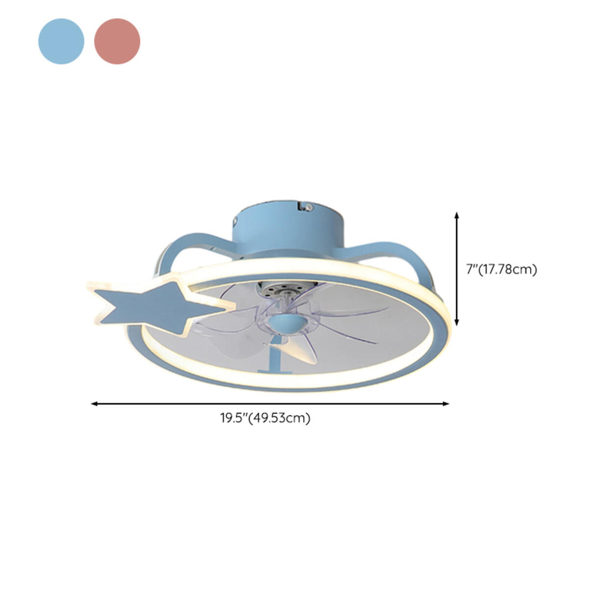 Kids Room Elegant Semi-Flush Dolphin Ceiling Fan Light