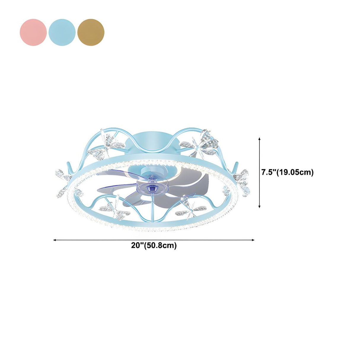 Kids Room Exquisite Bow Circle Ceiling Fan with Light