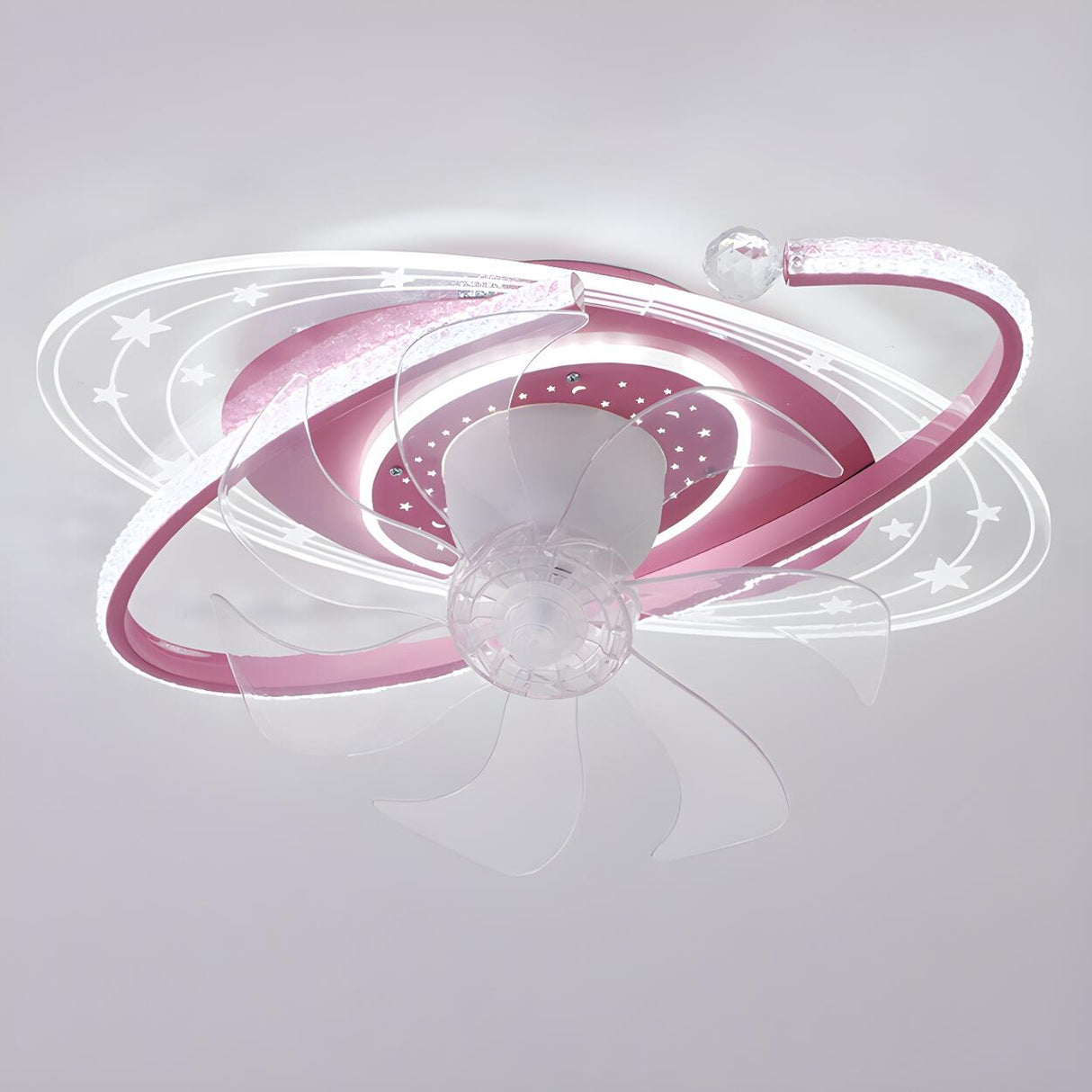Kids Room Exquisite Oval Galaxy Ceiling Fan with Light Image - 4