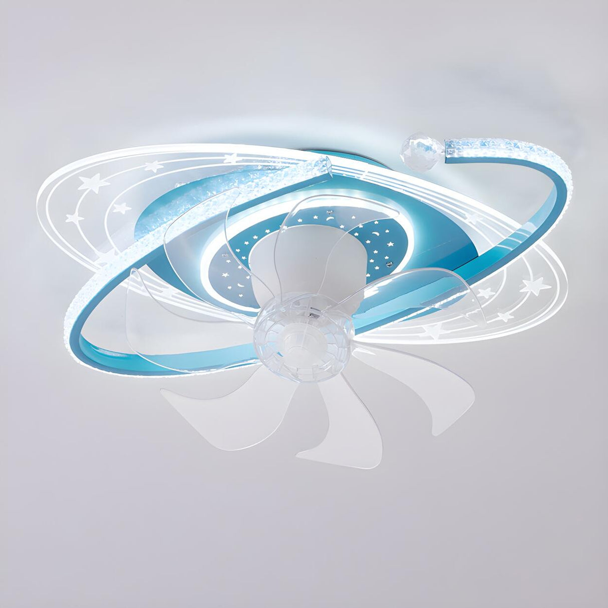 Kids Room Exquisite Oval Galaxy Ceiling Fan with Light Image - 6