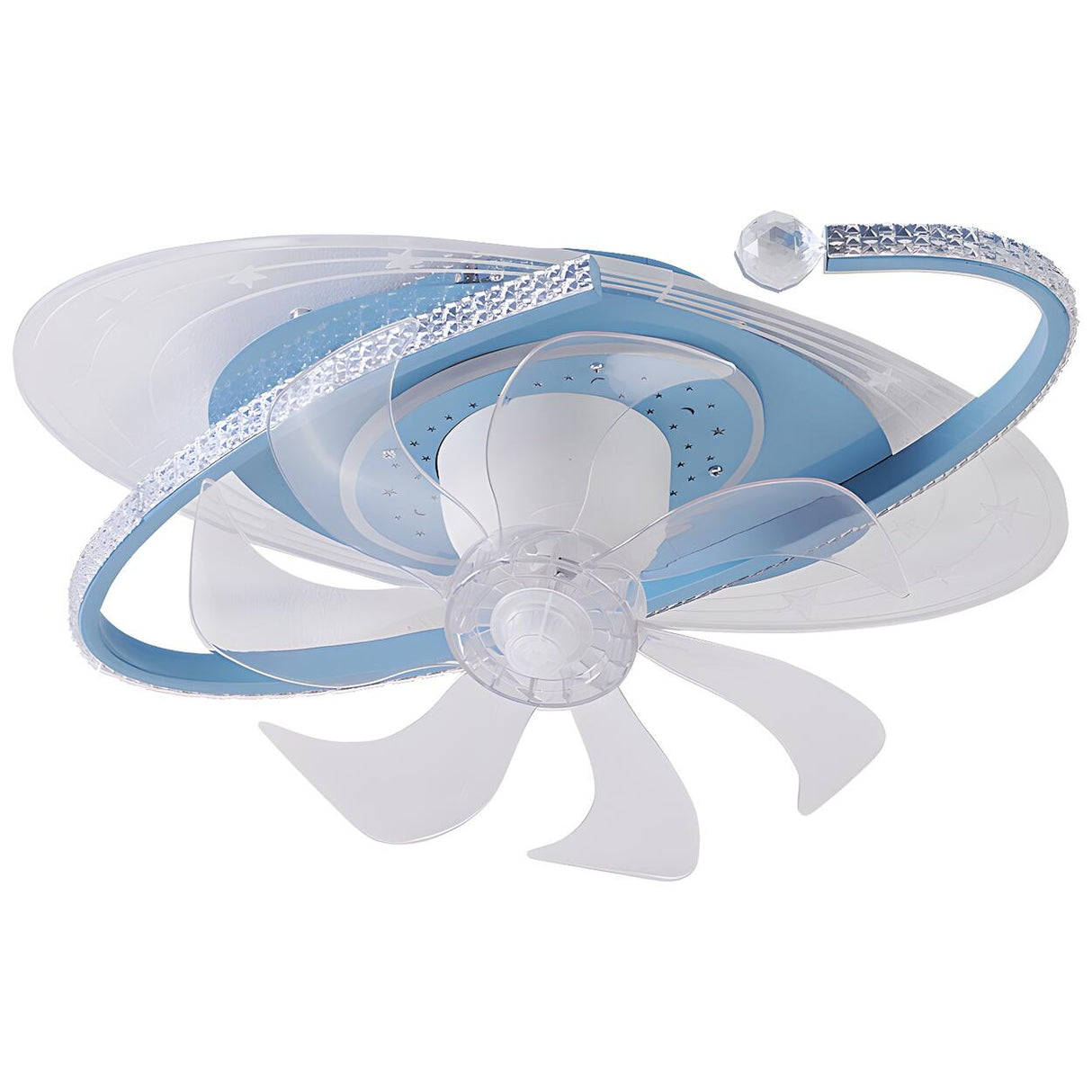 Kids Room Exquisite Oval Galaxy Ceiling Fan with Light Image - 8