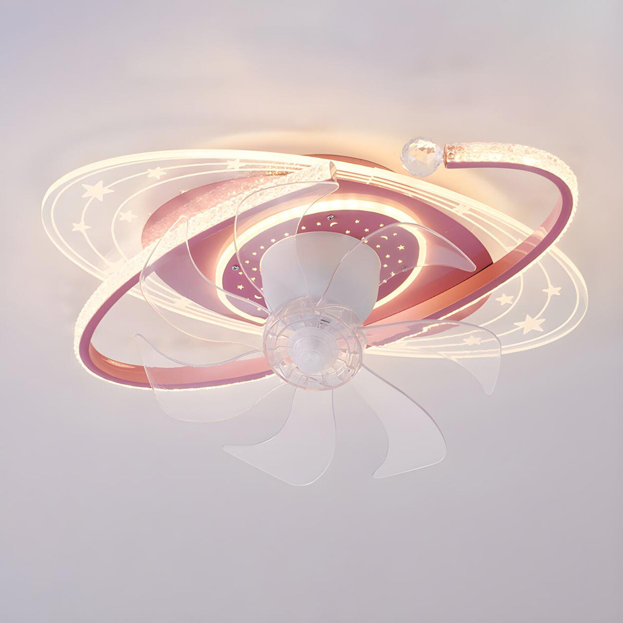 Kids Room Exquisite Oval Galaxy Ceiling Fan with Light Image - 9