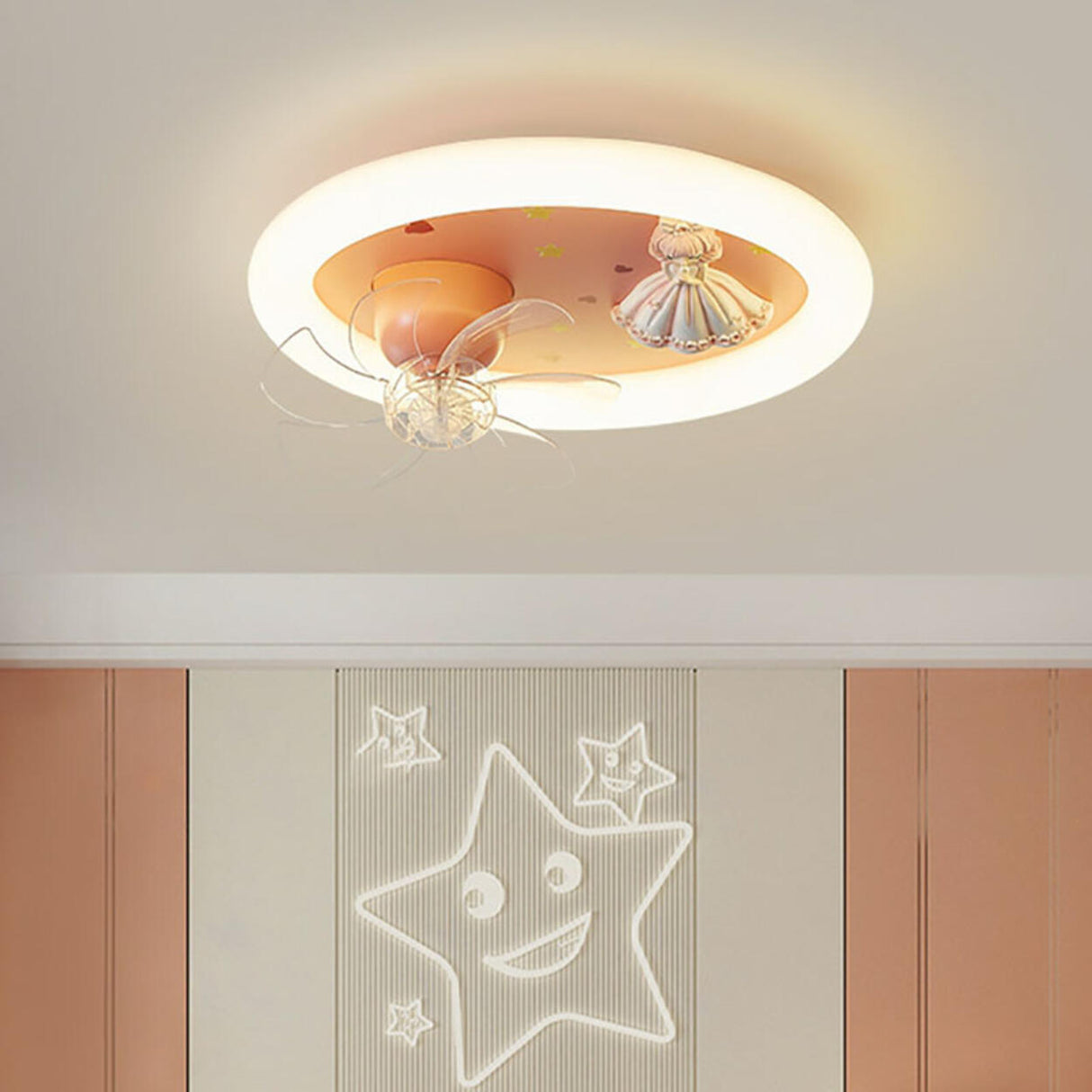 Kids Room Geometric Remote Dimming Ceiling Fan Lights Image - 16