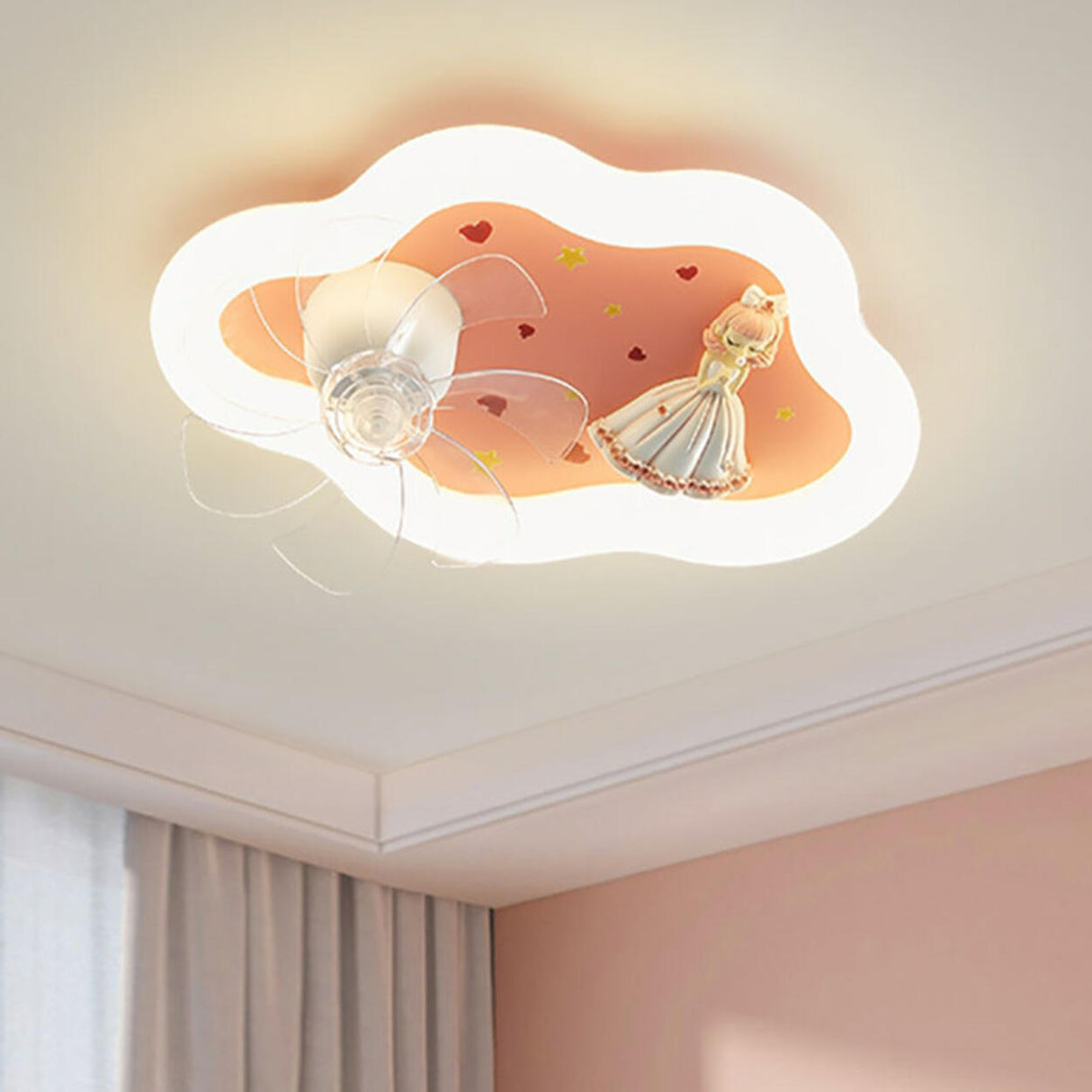 Kids Room Geometric Remote Dimming Ceiling Fan Lights Image - 2