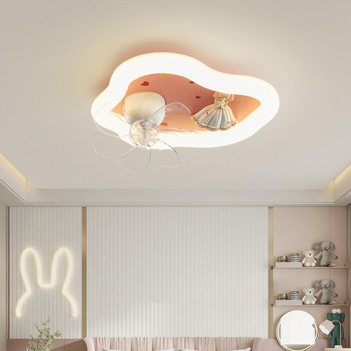 Kids Room Geometric Remote Dimming Ceiling Fan Lights Image - 4