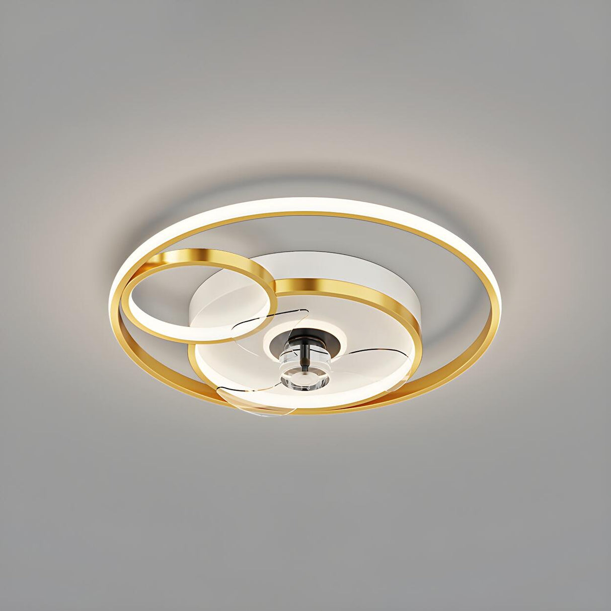 Kids Room Geometric Ring LED Ceiling Fan with Light Image - 17