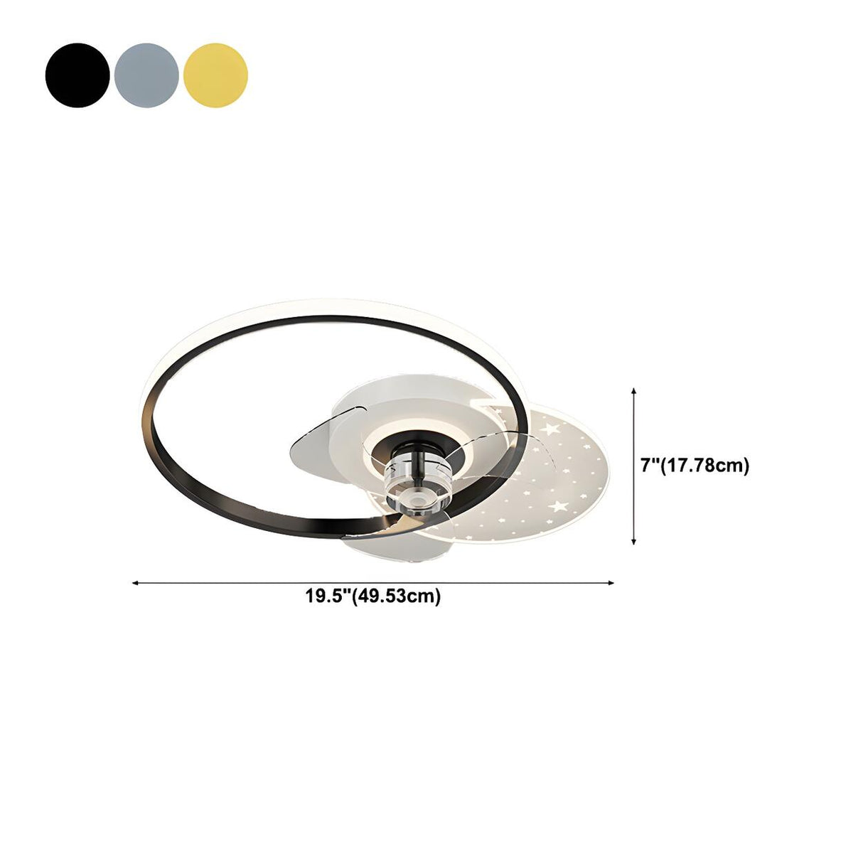 Kids Room Geometric Ring LED Ceiling Fan with Light