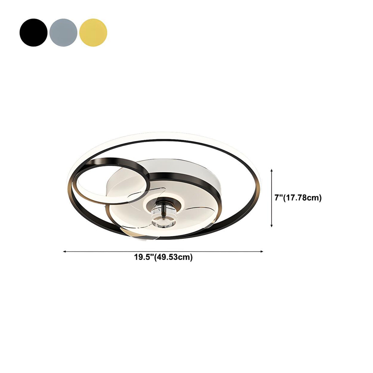 Kids Room Geometric Ring LED Ceiling Fan with Light Image - 26