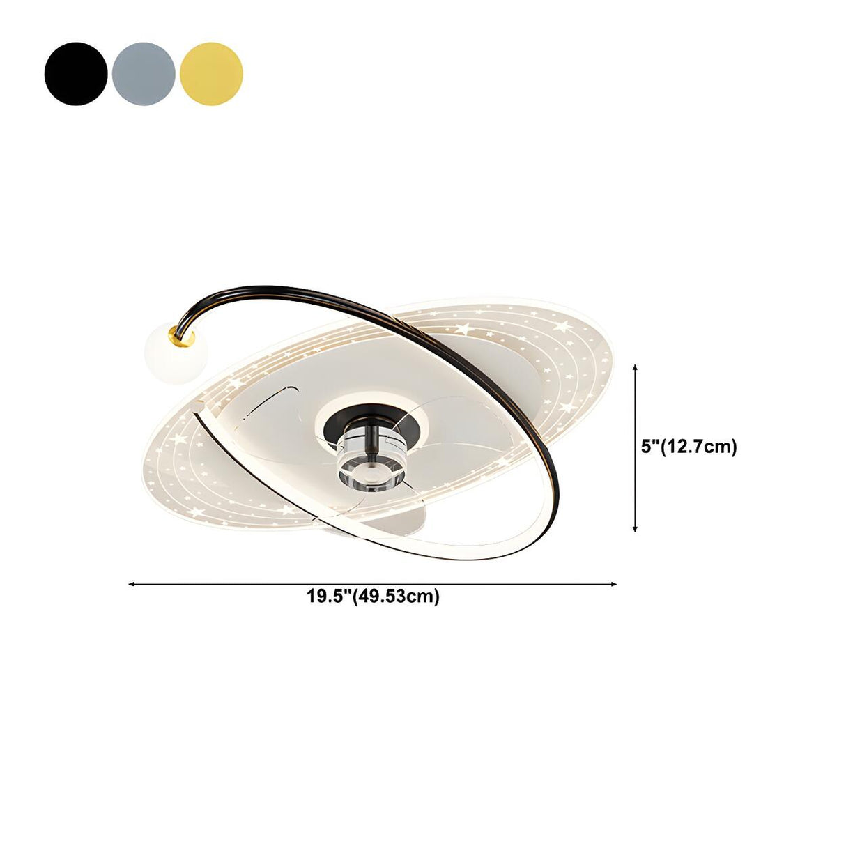 Kids Room Geometric Ring LED Ceiling Fan with Light Image - 27