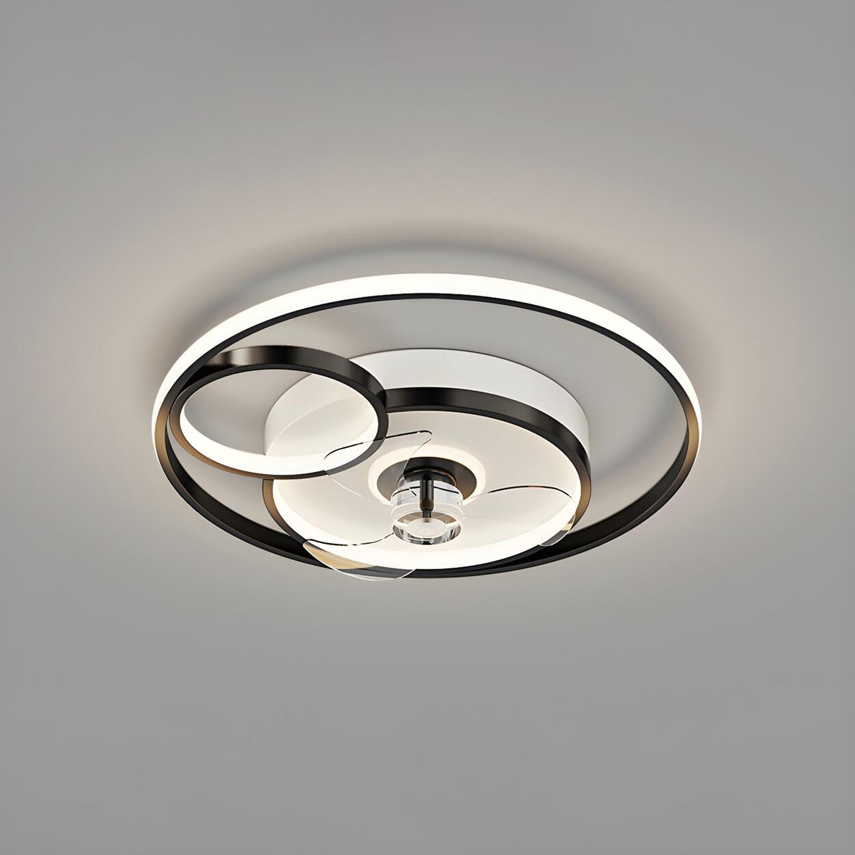 Kids Room Geometric Ring LED Ceiling Fan with Light Image - 5