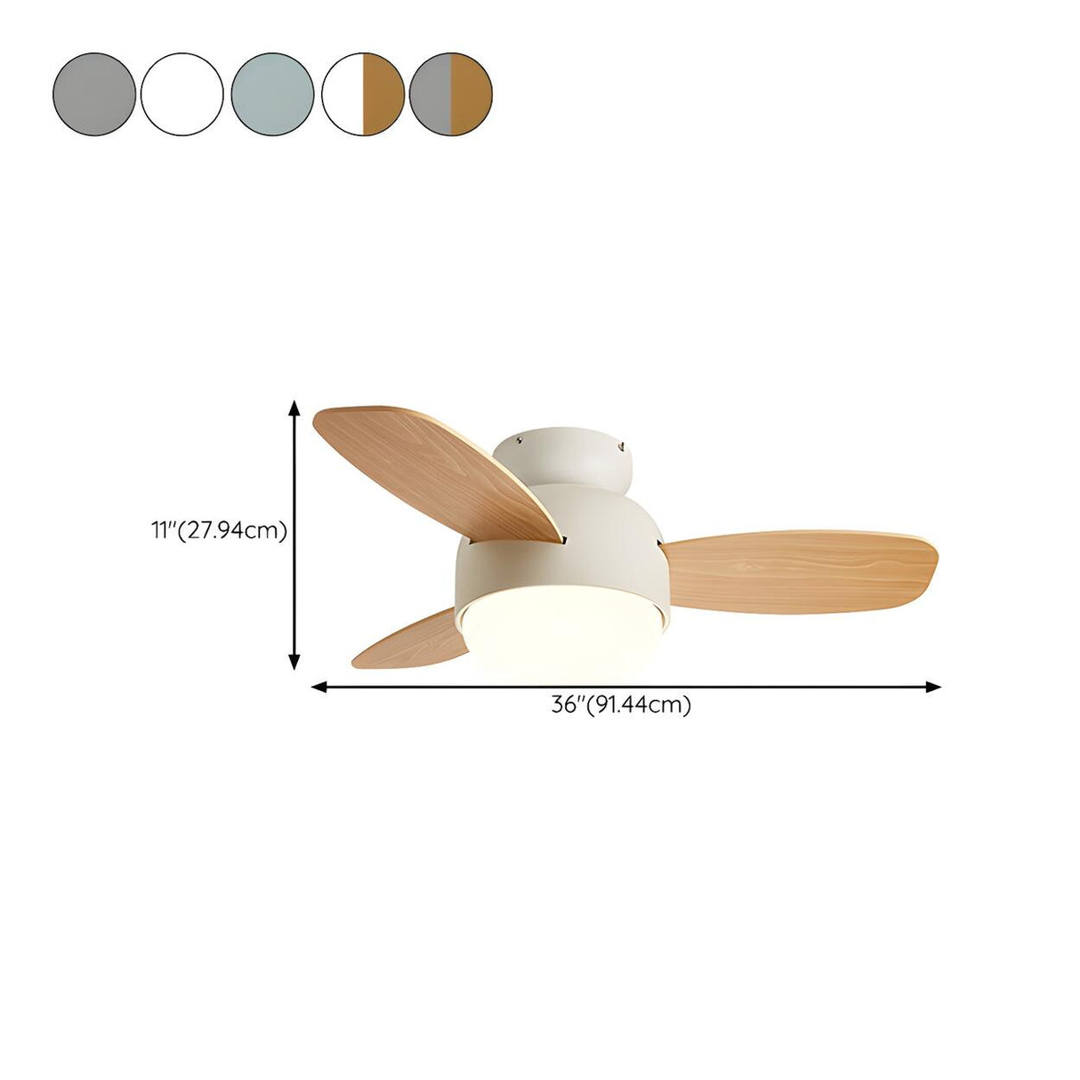 Kids Room Mini Colorful 3 Blade Ceiling Fan With Light