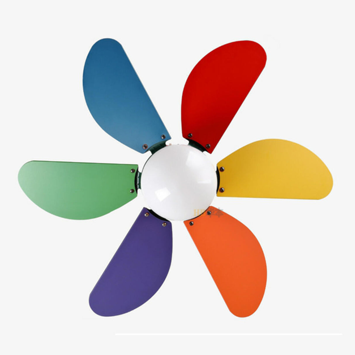 Kids Room Multi-Colored Wood Blades Ceiling Fan Light Image - 10