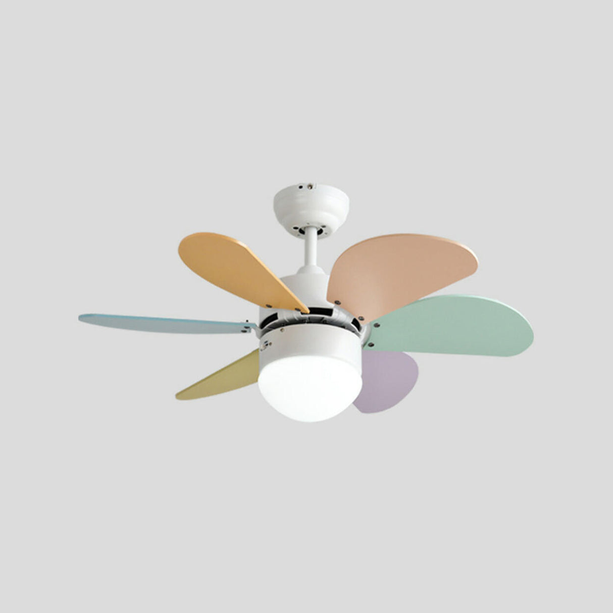 Kids Room Multi-Colored Wood Blades Ceiling Fan Light Image - 13