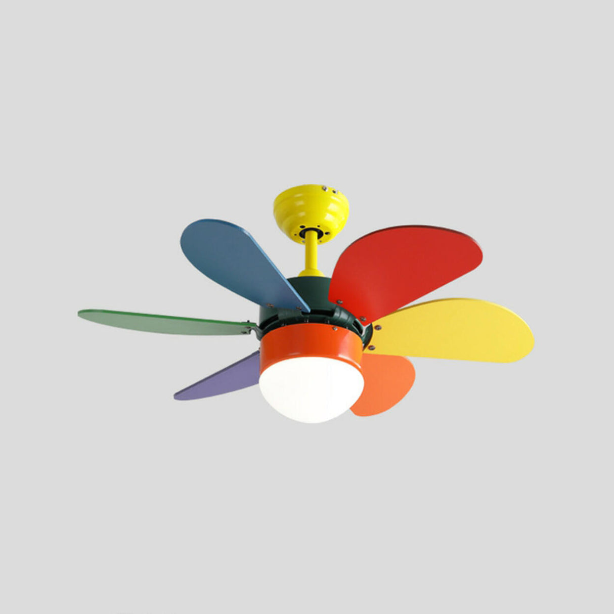 Kids Room Multi-Colored Wood Blades Ceiling Fan Light Image - 14