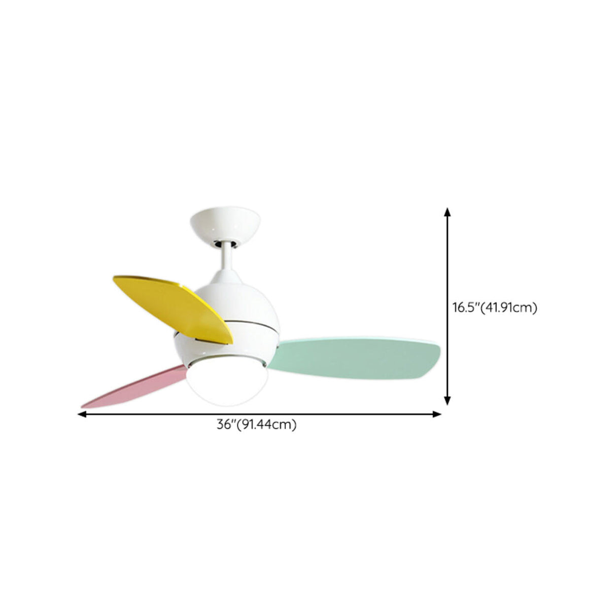 Kids Room Multi-Colored Wood Blades Ceiling Fan Light
