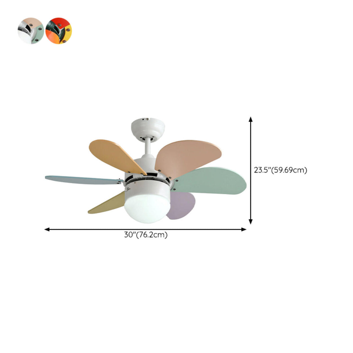 Kids Room Multi-Colored Wood Blades Ceiling Fan Light Image - 17