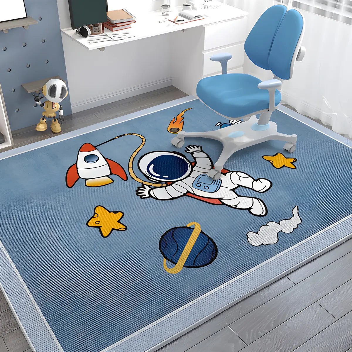 Kids Room Playful Car Road Polyester White Area Rug Image - 11
