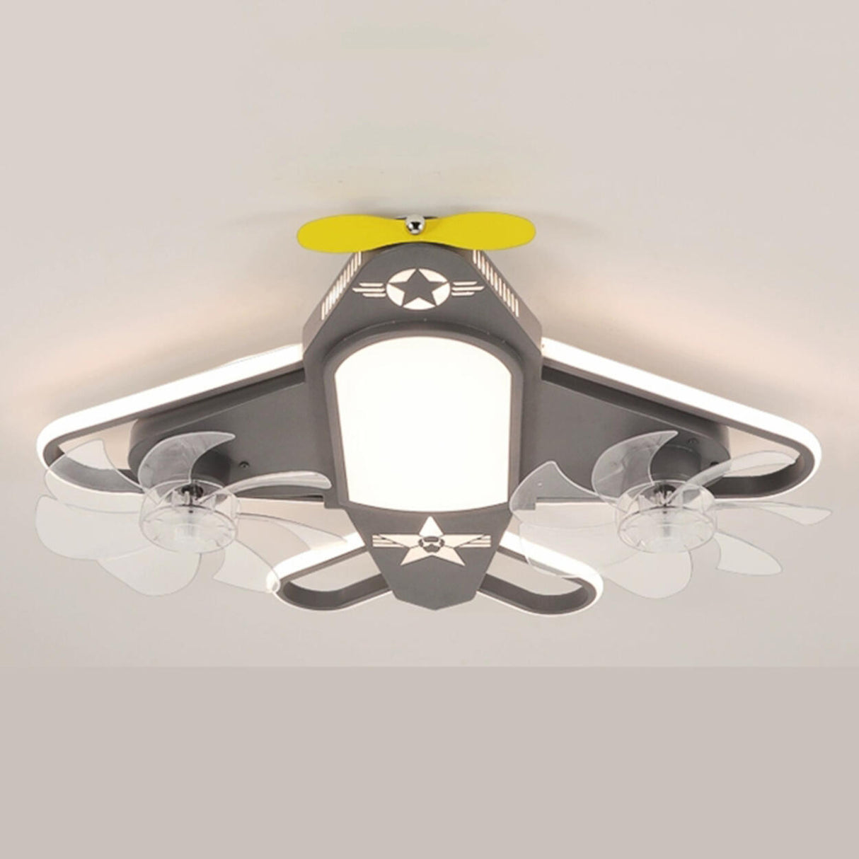 Kids Room Recessed Airplane Ceiling Fan with Light Image - 4
