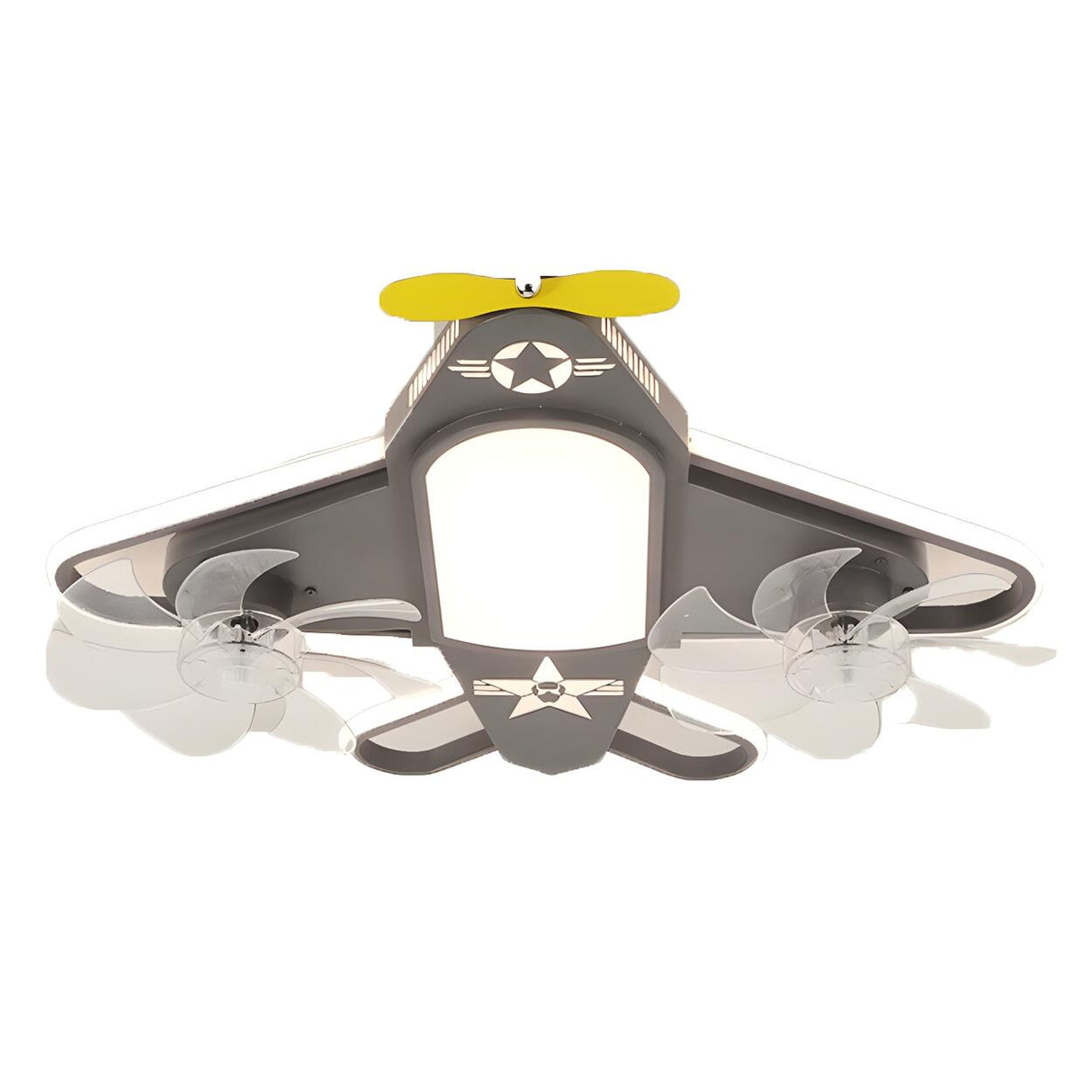 Kids Room Recessed Airplane Ceiling Fan with Light Image - 5