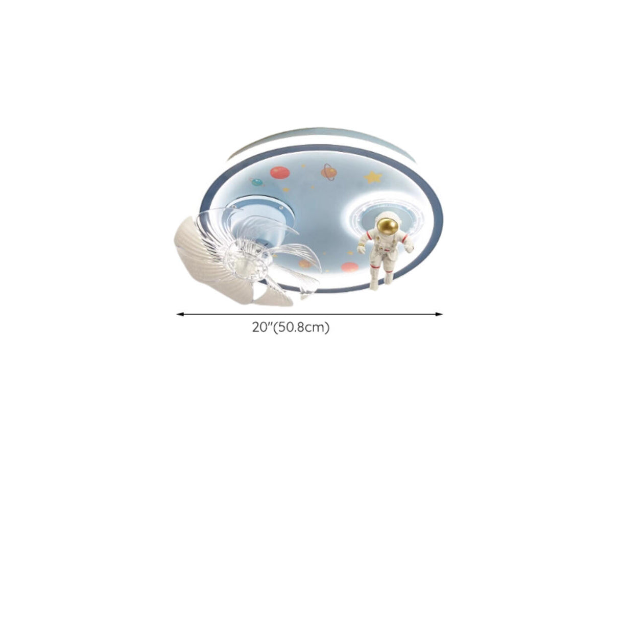 Kids Room Round 8-Blade Space Themed Ceiling Fan Light