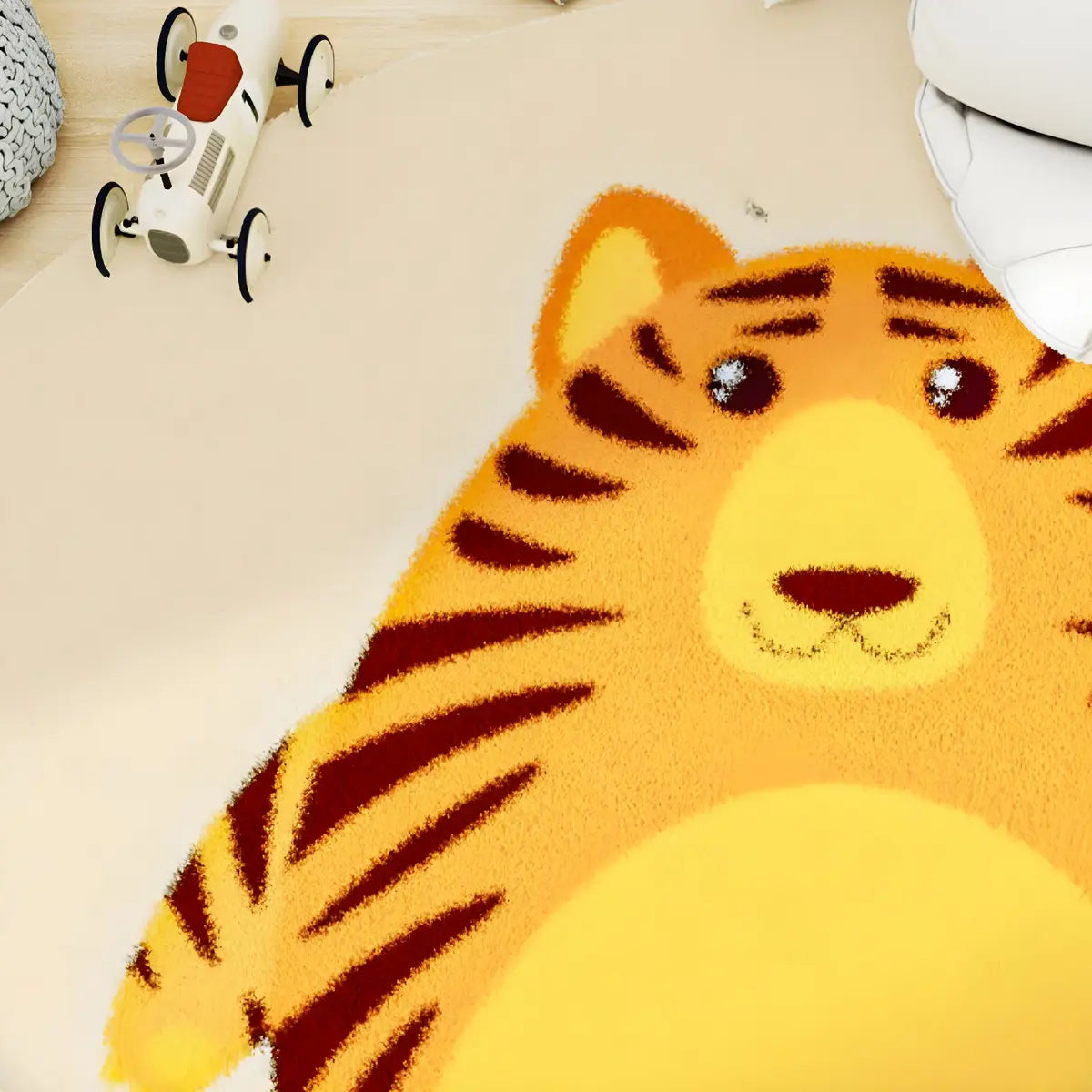 Kids Room Round Animal Print Lambswool Area Rug Image - 8