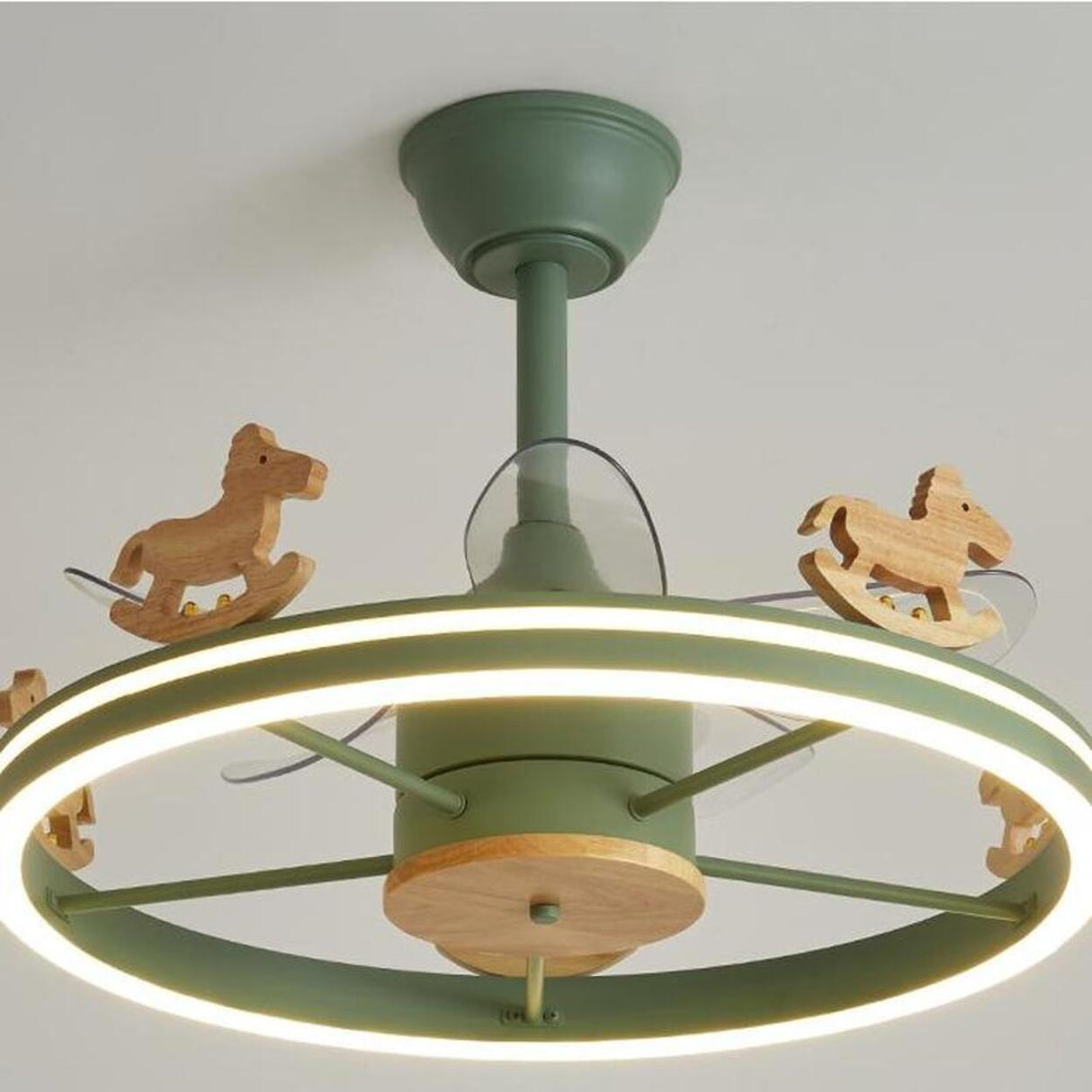 Kids Room Round Carousel 5 Blade Ceiling Fan with Light Image - 10