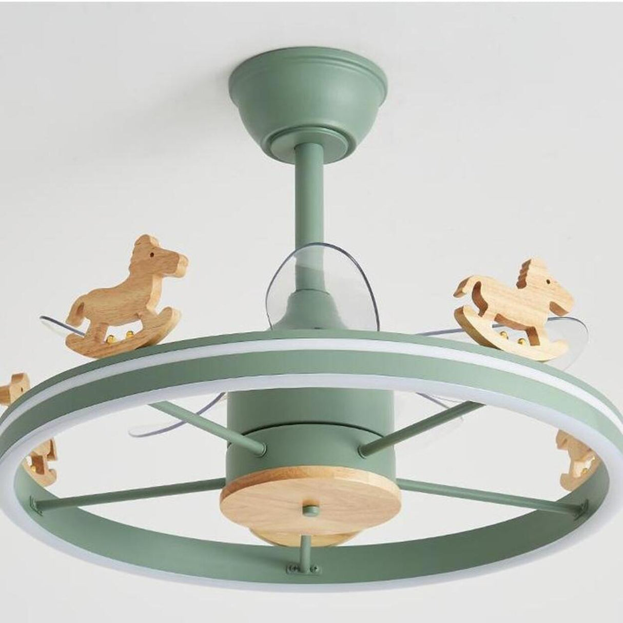Kids Room Round Carousel 5 Blade Ceiling Fan with Light Image - 11
