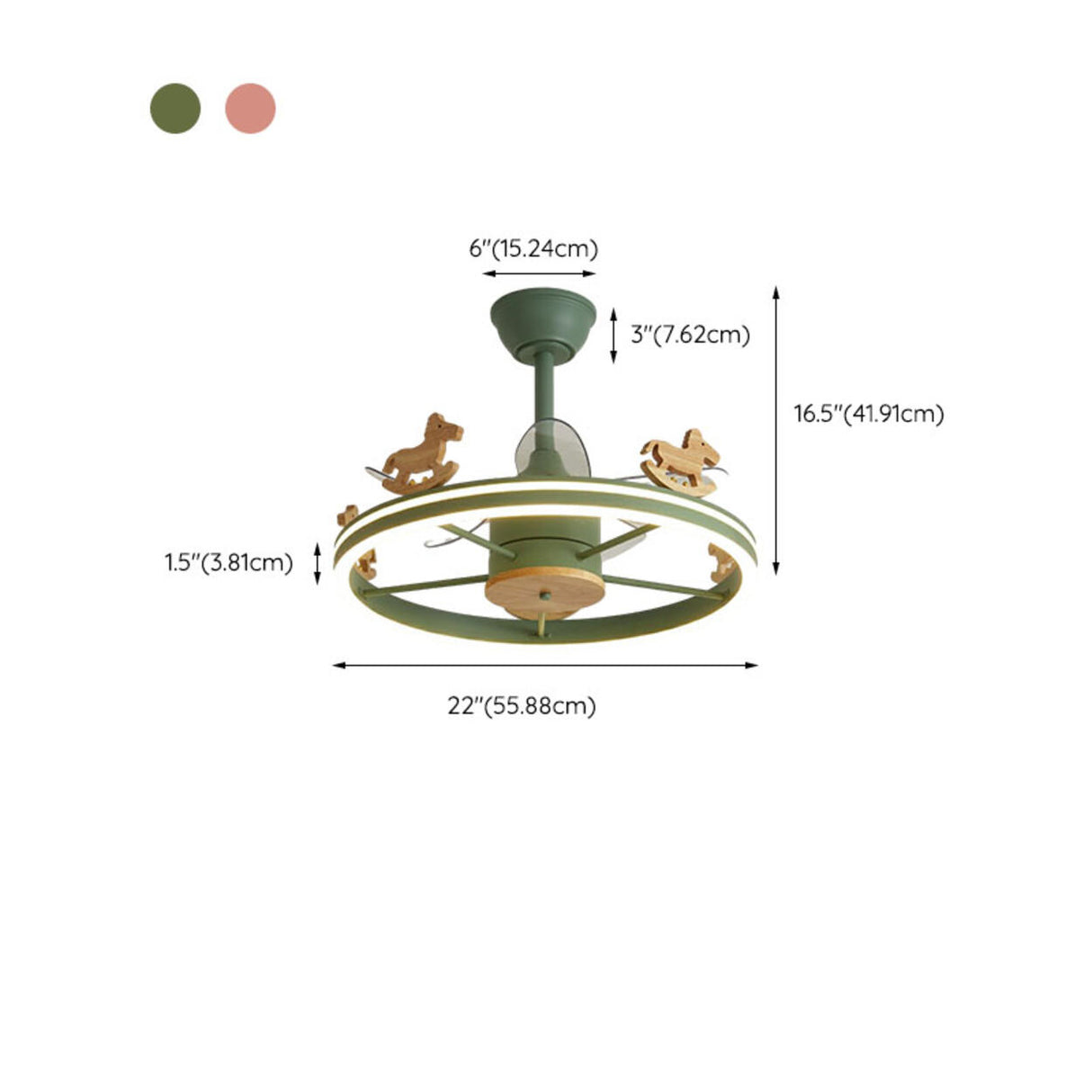 Kids Room Round Carousel 5 Blade Ceiling Fan with Light