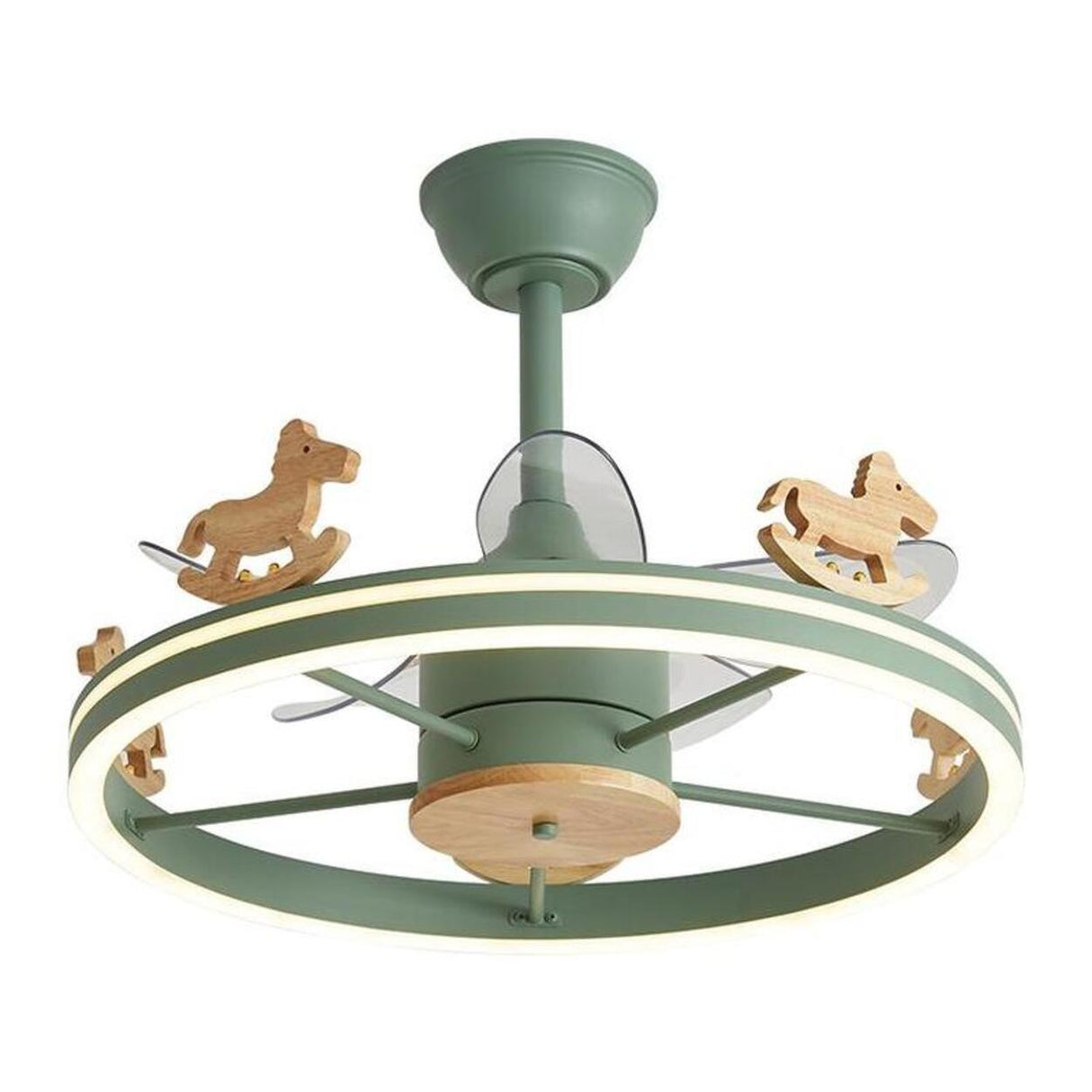 Kids Room Round Carousel 5 Blade Ceiling Fan with Light Image - 7