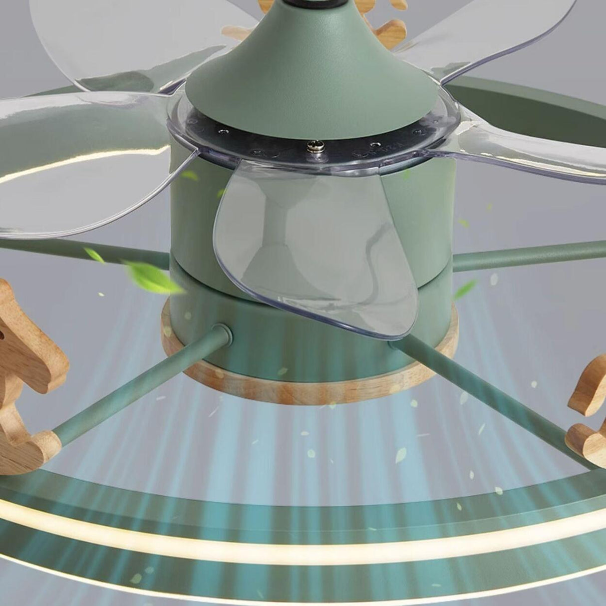 Kids Room Round Carousel 5 Blade Ceiling Fan with Light Image - 8