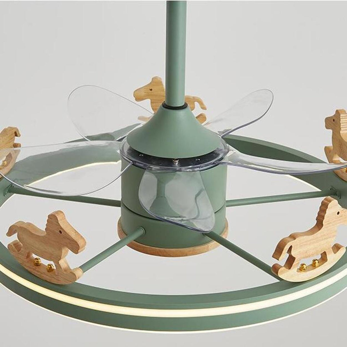 Kids Room Round Carousel 5 Blade Ceiling Fan with Light Image - 9