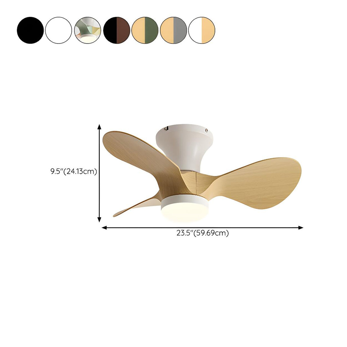 Kids Room Simple 3-Blade Flush Ceiling Fan With Light