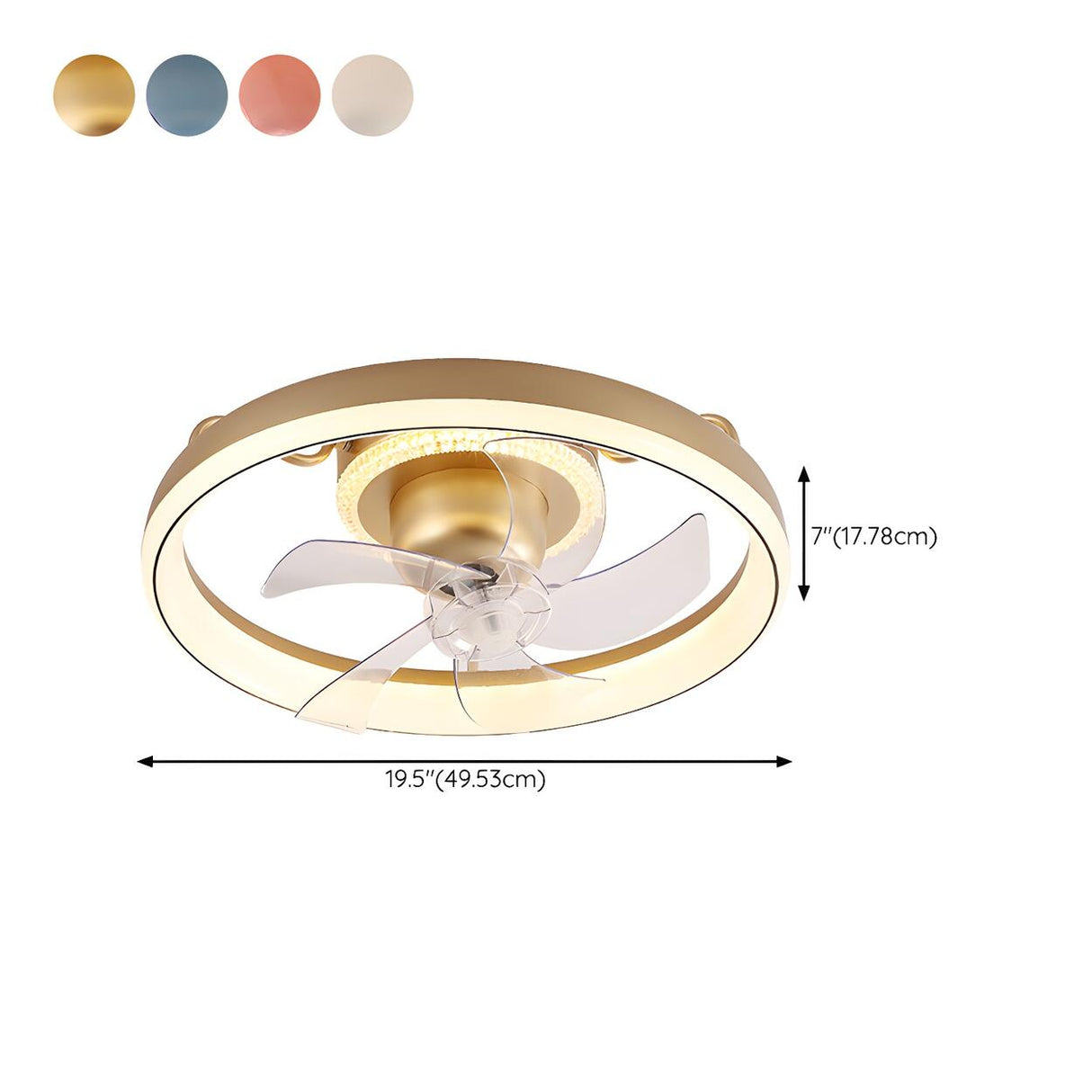 Kids Room Simple Circle Modern Ceiling Fan with Light