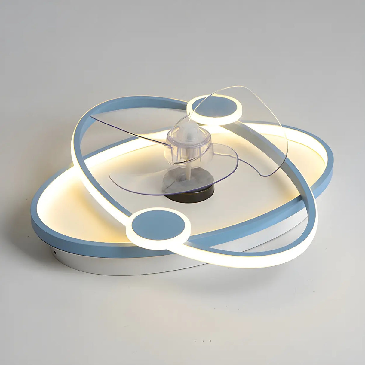 Kids Room Simple Ring Decor Round Ceiling Fan Light Image - 3