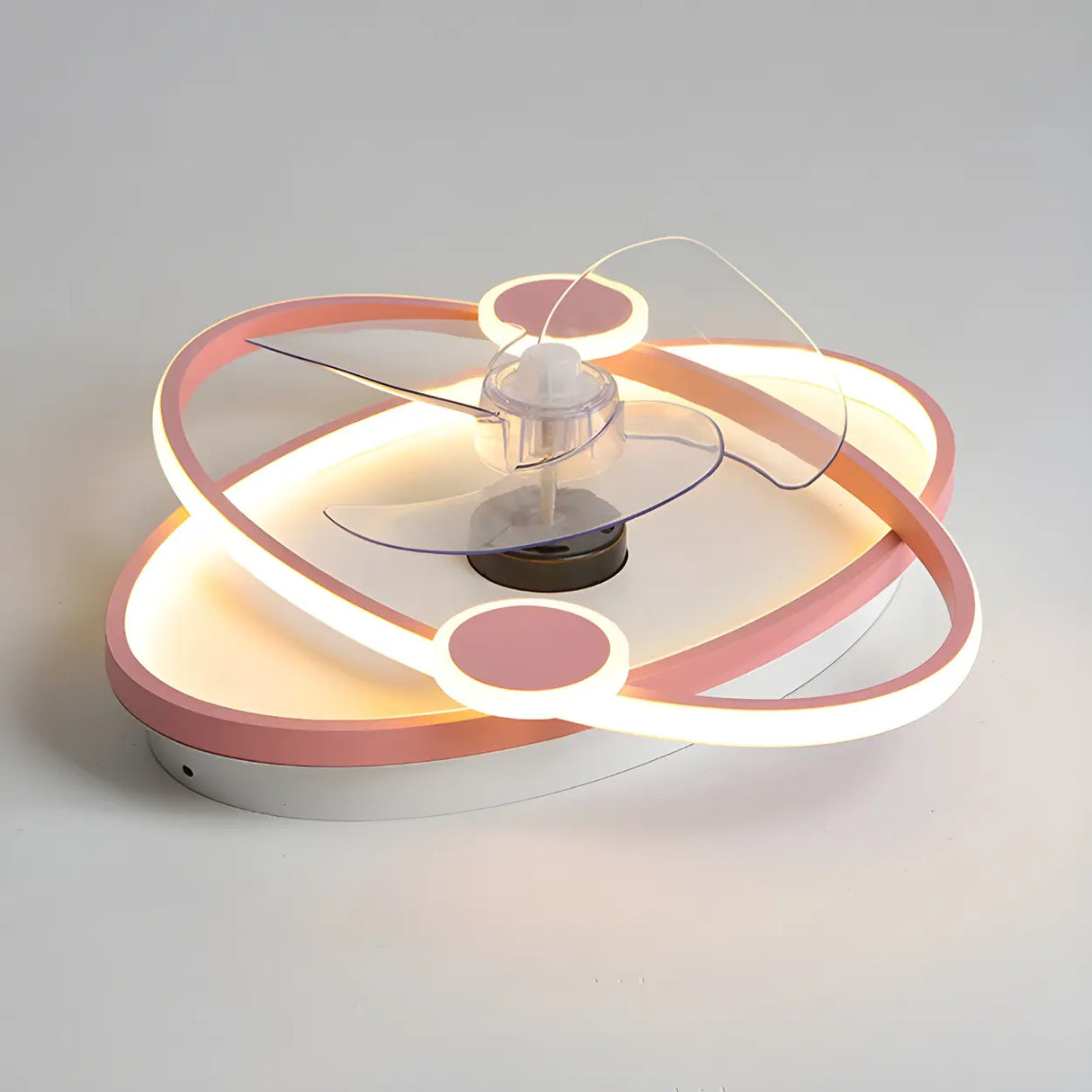 Kids Room Simple Ring Decor Round Ceiling Fan Light Image - 4