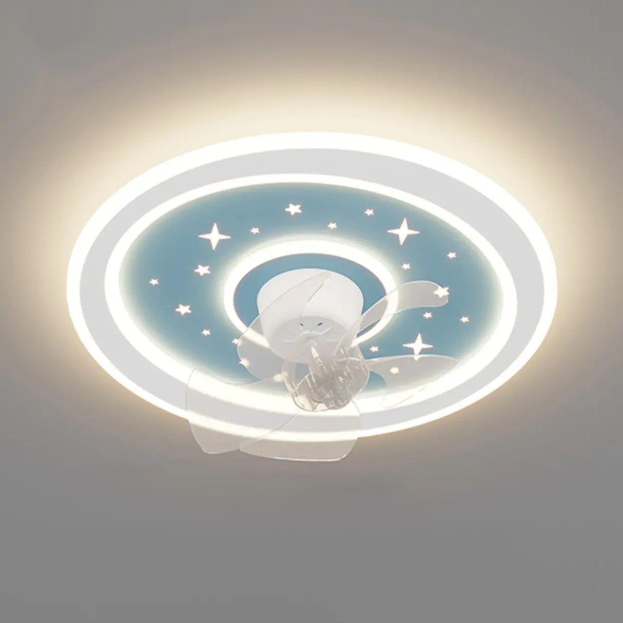 Kids Room Sleek Star-Themed Round Ceiling Fan Light Image - 7