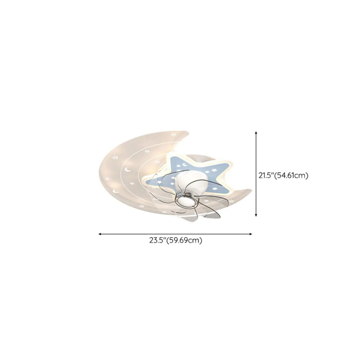 Kids Room Star and Moon Dimming Ceiling Fan with Light